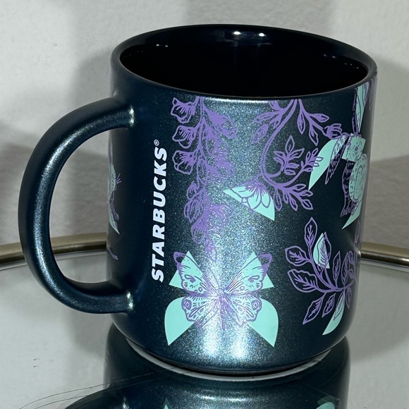 New Starbucks Purple Blue Spring Bunny Vines Butterfly Print Ceramic Mug - Picture 4 of 5